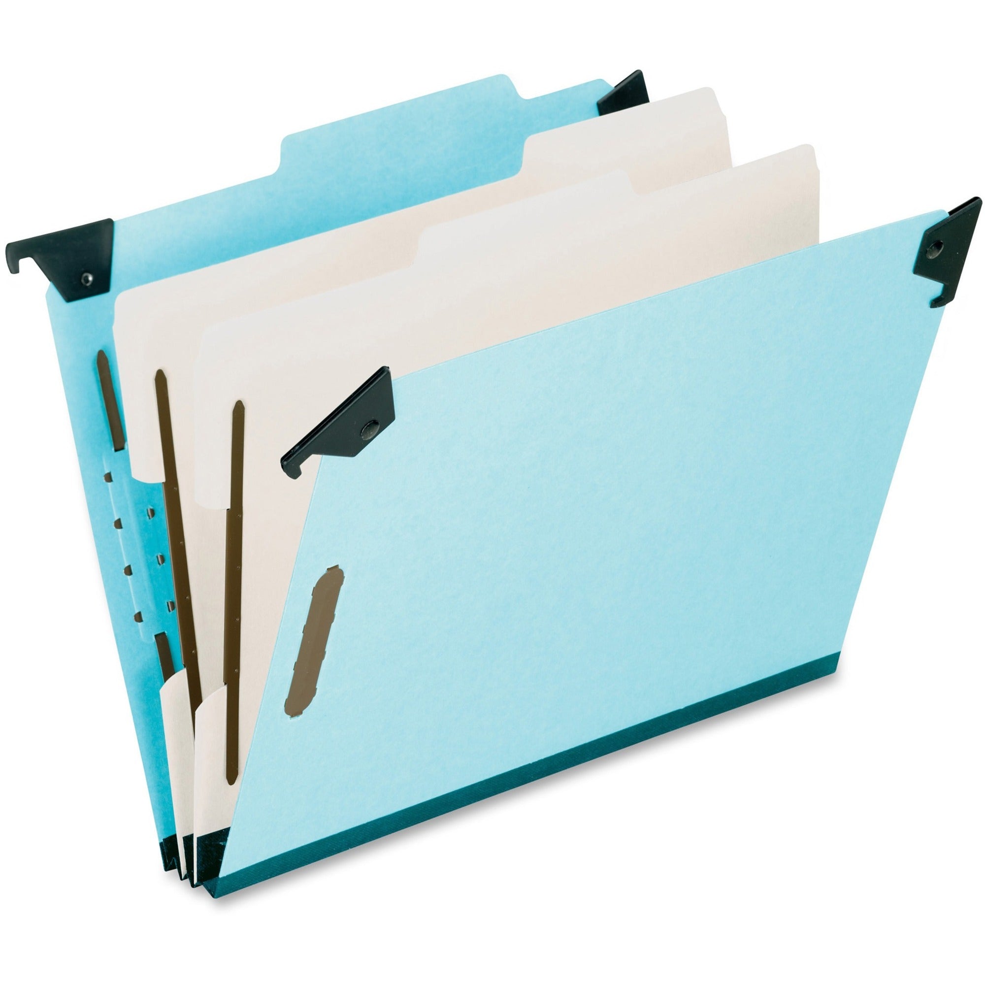 Hanging Classification Folders with Dividers, Legal Size, 2 Dividers, 2/5-Cut Exterior Tabs, Blue