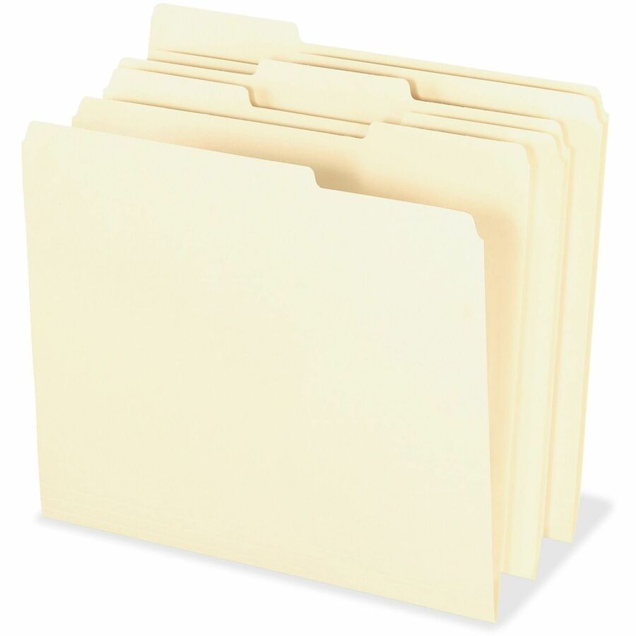 SmartShield Top Tab File Folders, 1/3-Cut Tabs: Assorted, Letter Size, Manila, 100/Box