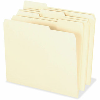 SmartShield Top Tab File Folders, 1/3-Cut Tabs: Assorted, Letter Size, Manila, 100/Box