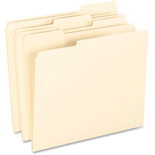 SmartShield Top Tab File Folders, 1/3-Cut Tabs: Assorted, Letter Size, Manila, 100/Box