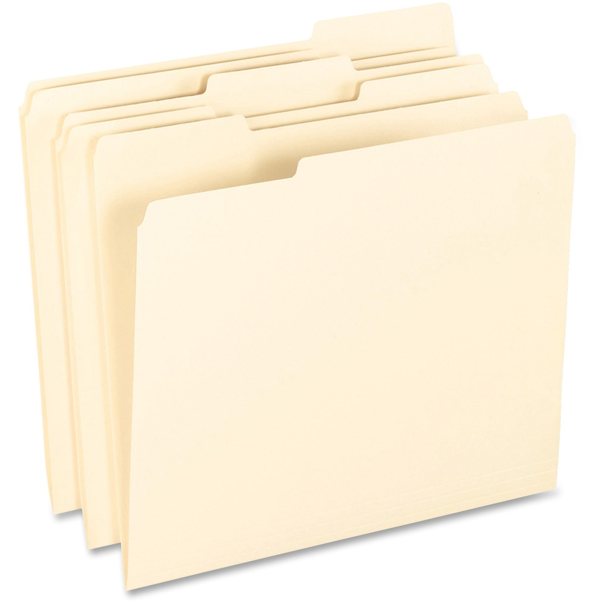SmartShield Top Tab File Folders, 1/3-Cut Tabs: Assorted, Letter Size, Manila, 100/Box