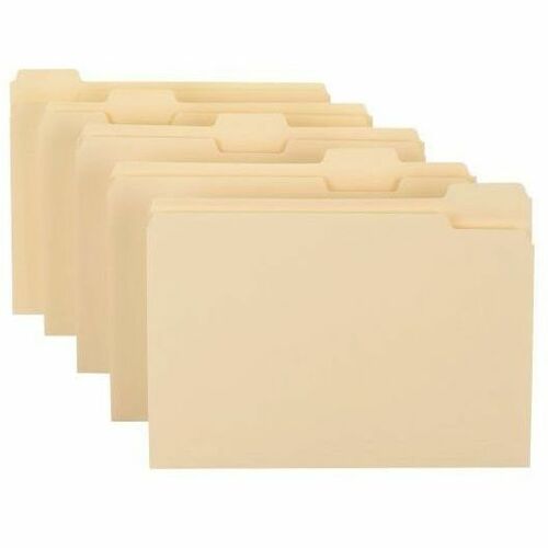 Pendaflex Essentials 1/5 Tab Cut Letter Recycled Top Tab File Folder - 8 1/2" x 11" - 3/4" Expansion - Top Tab Location - Assorted Position Tab Position - Manila - Manila - 10% Recycled - 100 / Box