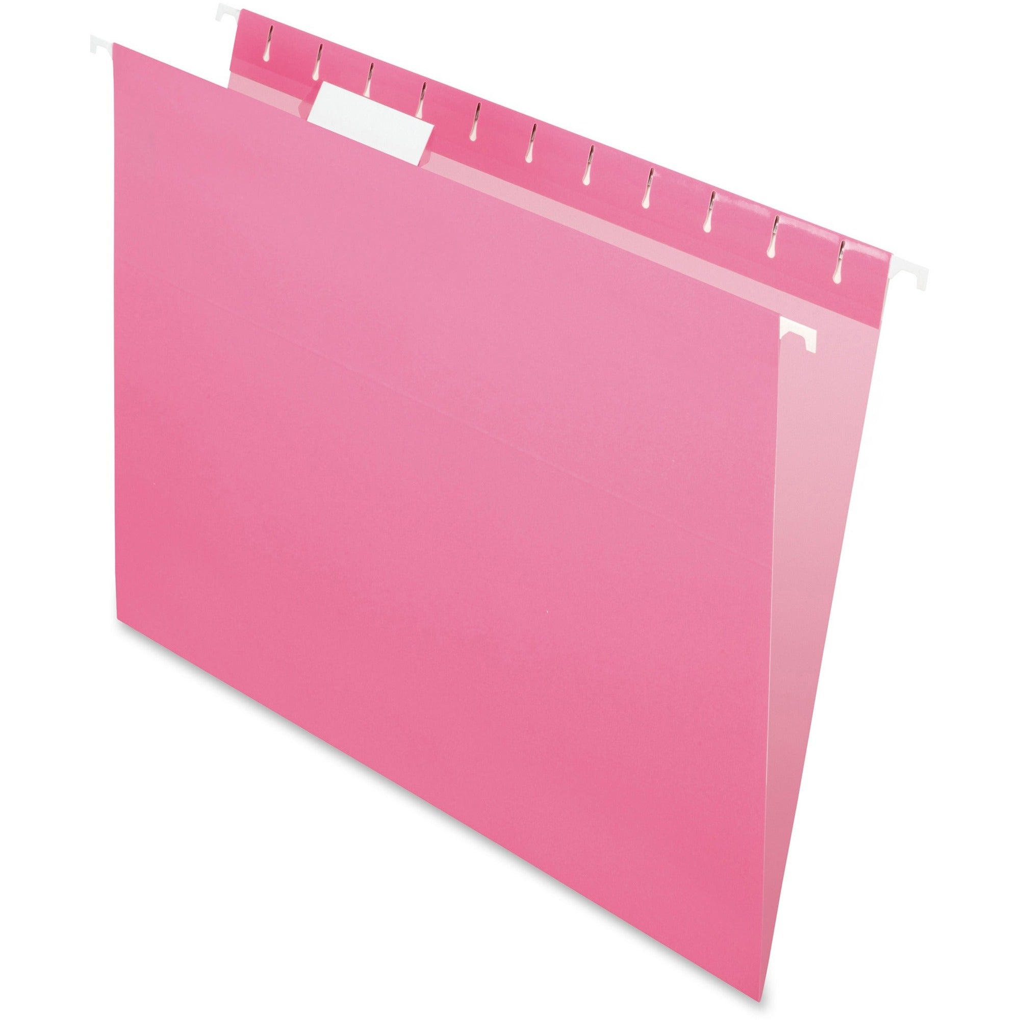 Colored Hanging Folders, Letter Size, 1/5-Cut Tabs, Pink, 25/Box