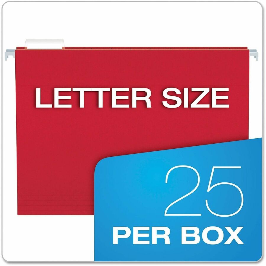 Colored Hanging Folders, Letter Size, 1/5-Cut Tabs, Three-Color Assortment, 25/Box