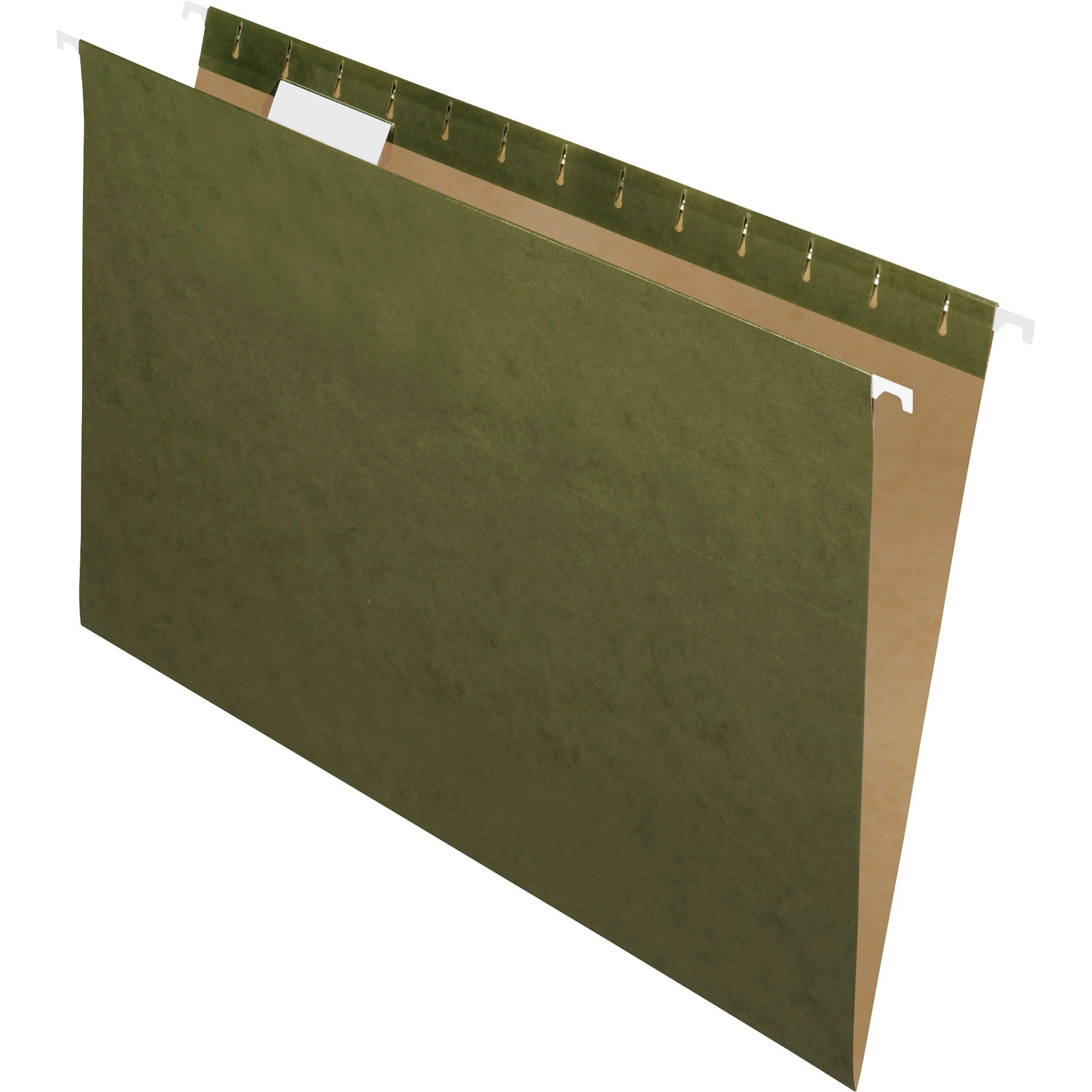 Standard Green Hanging Folders, Legal Size, 1/5-Cut Tabs, Standard Green, 25/Box