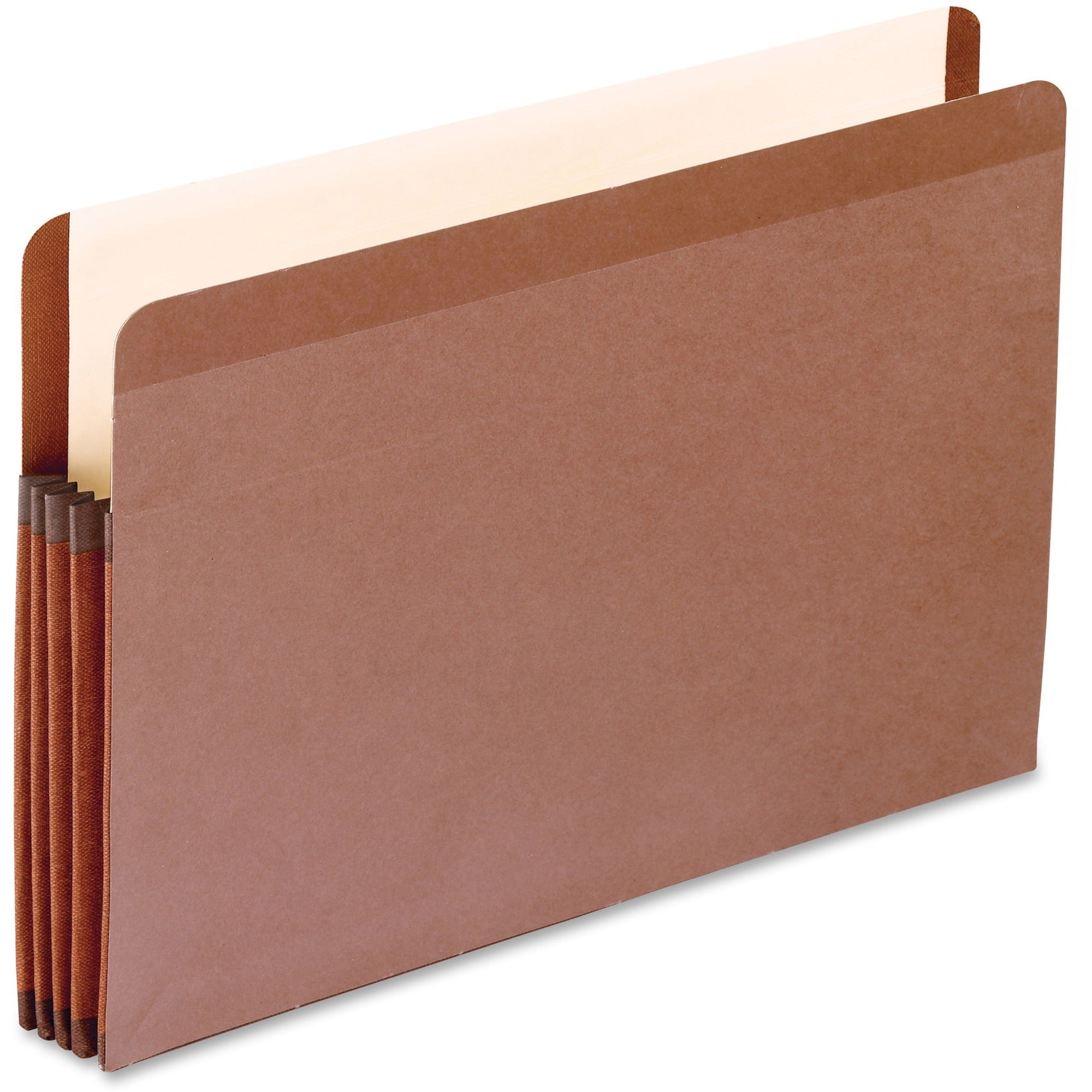 Premium Reinforced Expanding File Pockets, 3.5" Expansion, Legal Size, Red Fiber, 10/Box
