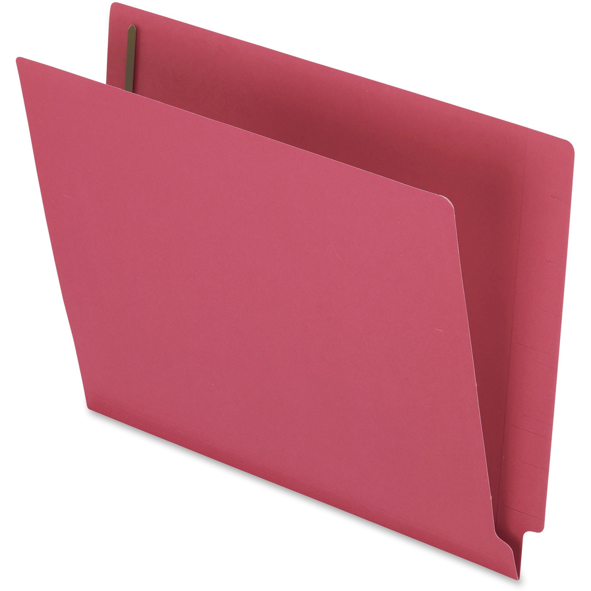 Colored Reinforced End Tab Fastener Folders, 0.75" Expansion, 2 Fasteners, Letter Size, Red Exterior, 50/Box