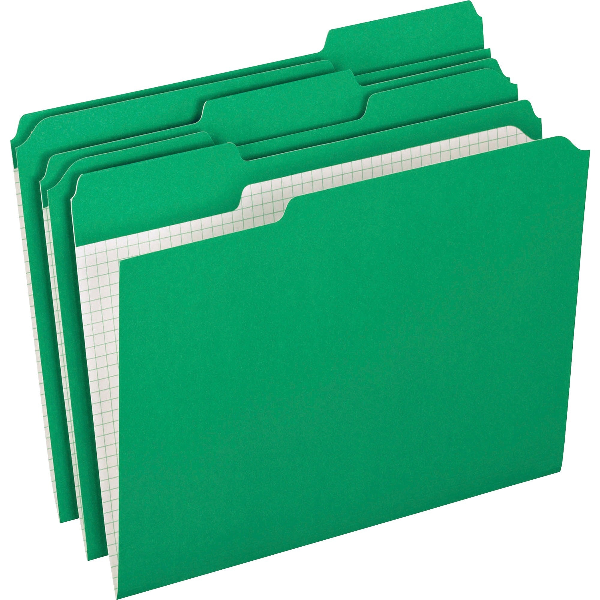 Double-Ply Reinforced Top Tab Colored File Folders, 1/3-Cut Tabs: Assorted, Letter, 0.75" Expansion, Bright Green, 100/Box