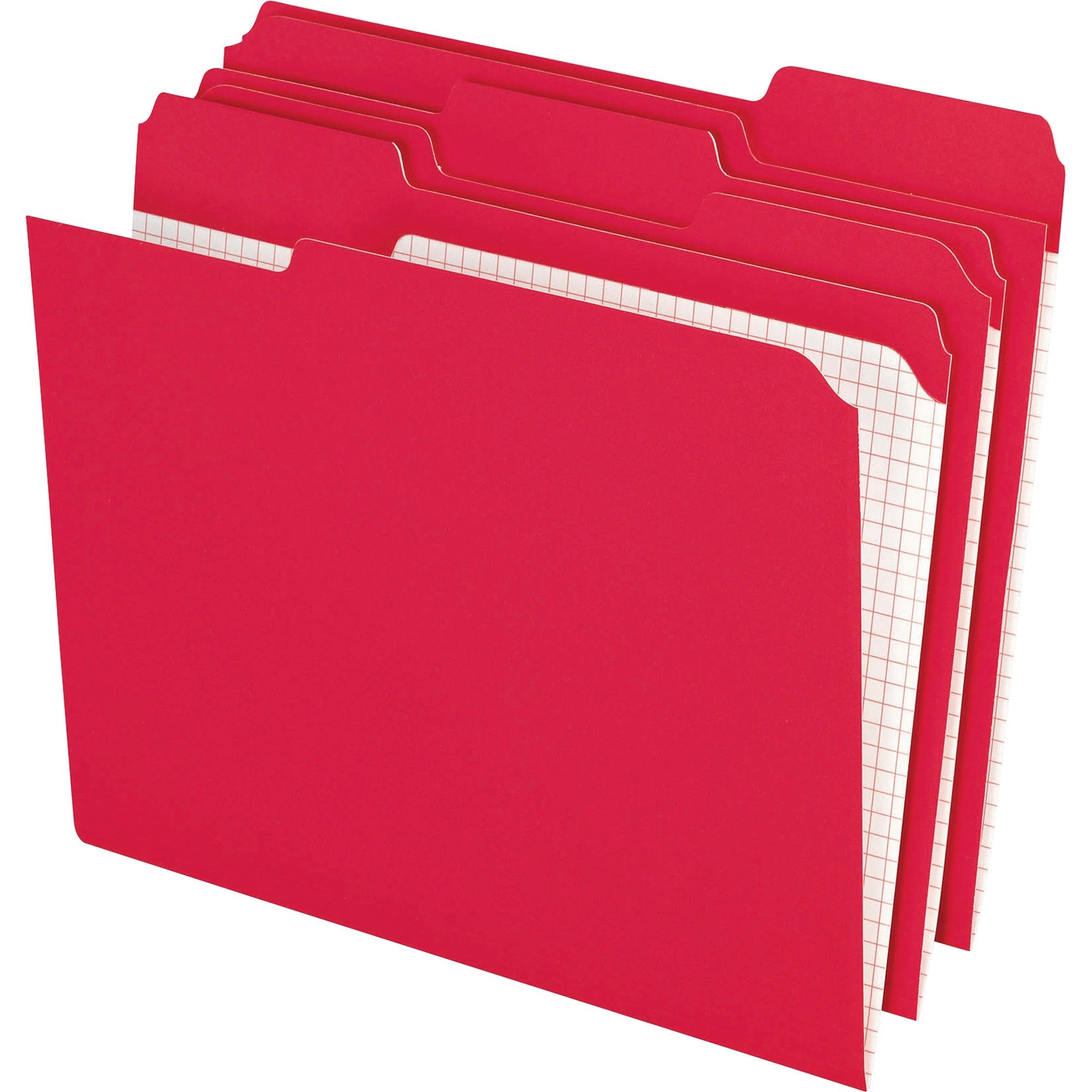 Double-Ply Reinforced Top Tab Colored File Folders, 1/3-Cut Tabs: Assorted, Letter Size, 0.75" Expansion, Red, 100/Box