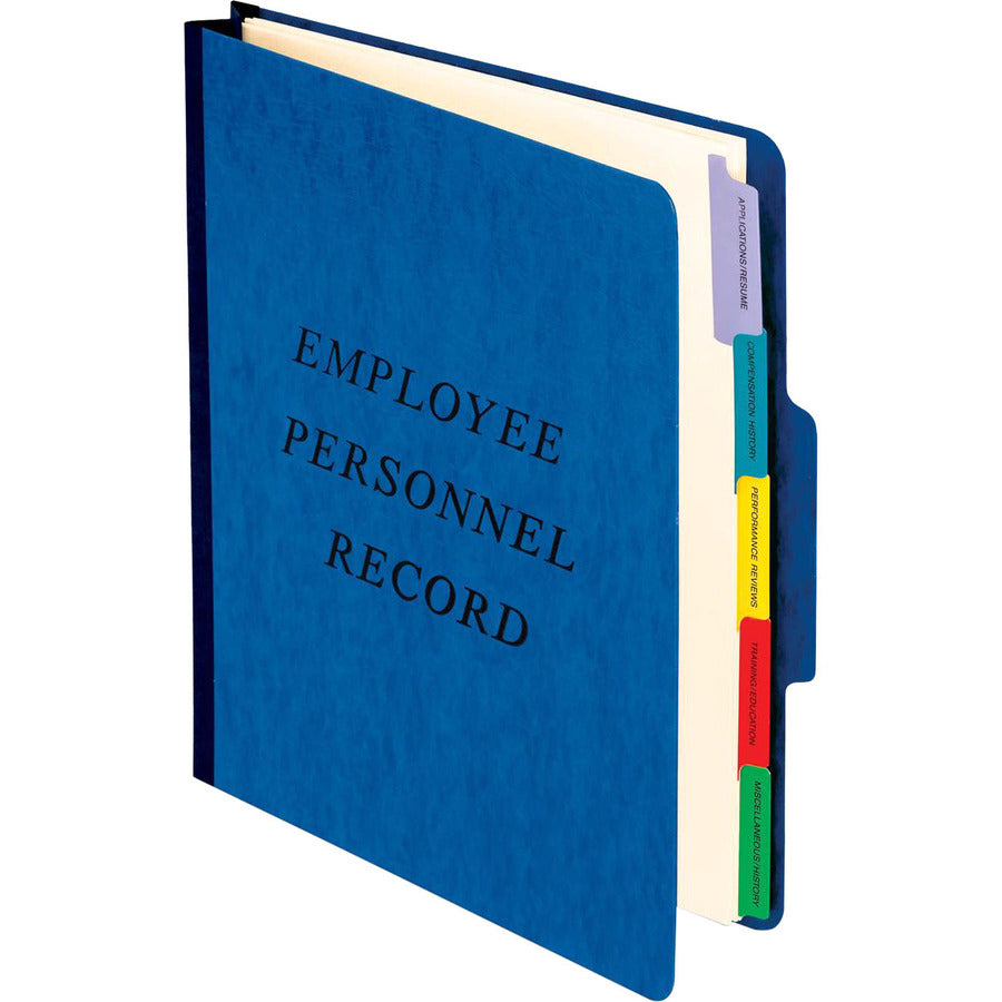 Vertical-Style Personnel Folders, 2" Expansion, 5 Dividers, 2 Fasteners, Letter Size, Blue Exterior
