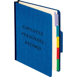 Vertical-Style Personnel Folders, 2" Expansion, 5 Dividers, 2 Fasteners, Letter Size, Blue Exterior