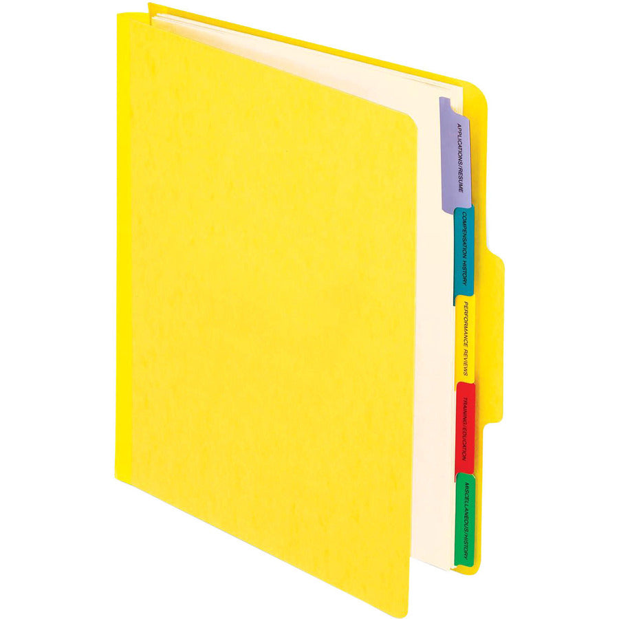 Vertical-Style Personnel Folders, 2" Expansion, 5 Dividers, 2 Fasteners, Letter Size, Yellow Exterior