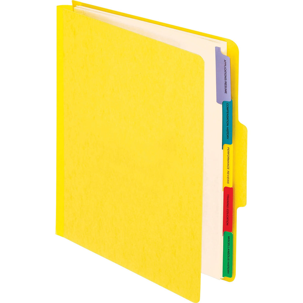 Vertical-Style Personnel Folders, 2" Expansion, 5 Dividers, 2 Fasteners, Letter Size, Yellow Exterior