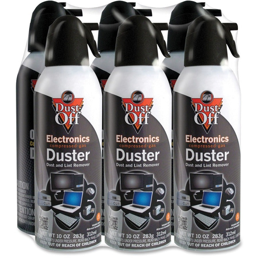 Falcon Dust-Off Compressed Gas Duster - Ozone-safe, Moisture-free - 6 / Pack - Black - 