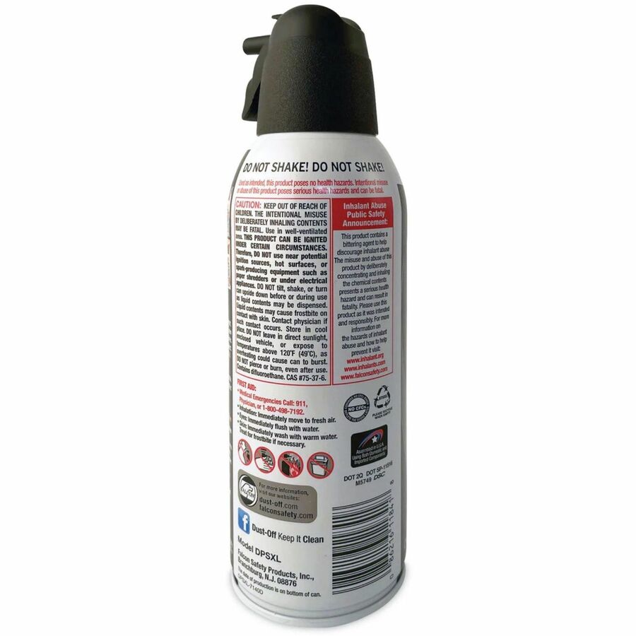 Falcon Dust-Off Compressed Gas Duster - Ozone-safe, Moisture-free - 6 / Pack - Black