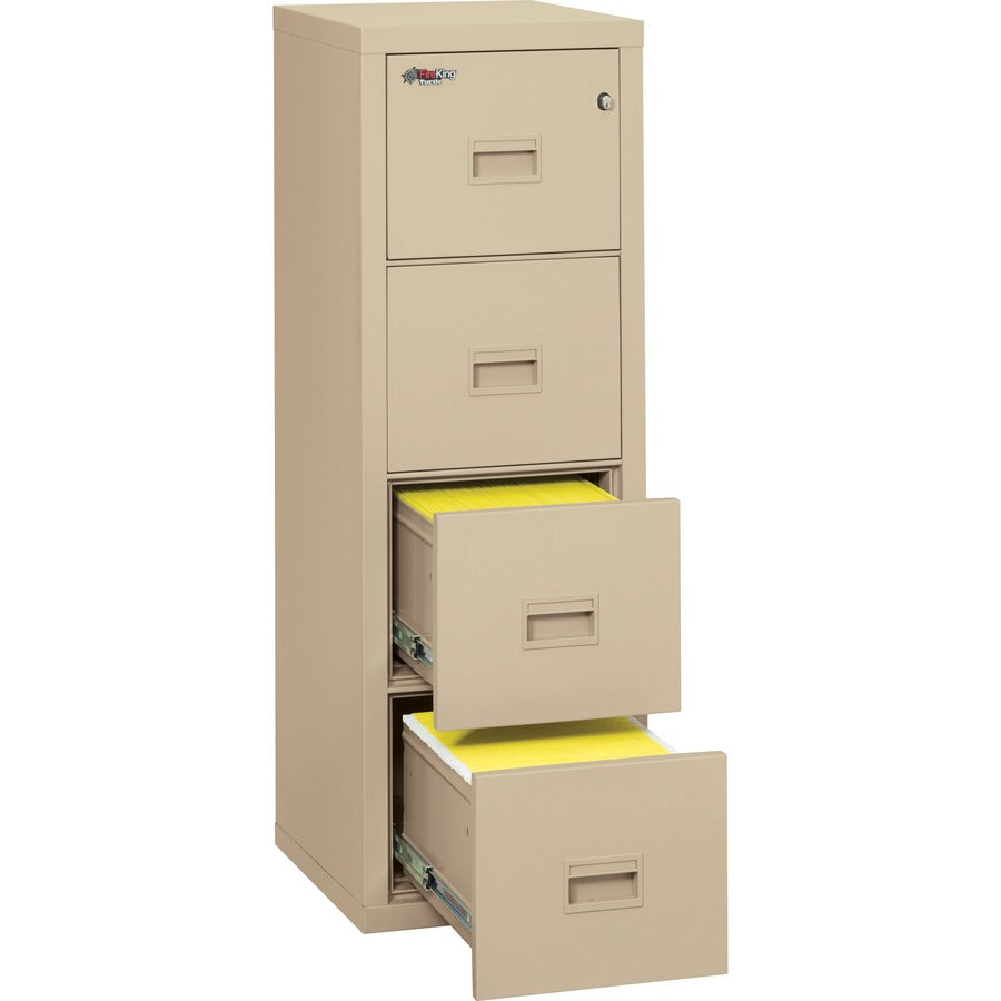 Compact Turtle Insulated Vertical File, 1-Hour Fire Protection, 4 Legal/Letter File Drawer, Parchment, 17.75 x 22.13 x 52.75