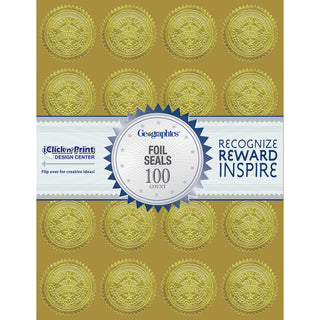 Self-Adhesive Embossed Seals, 2" dia, Gold, 20/Sheet, 5 Sheets/Pack