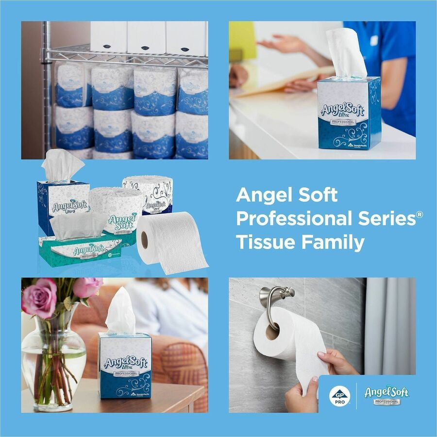 Angel Soft Professional Series Facial Tissue - 2 Ply - 8.80" x 7.60" - White - Soft, Absorbent - 96 Per Box - 36 / Carton