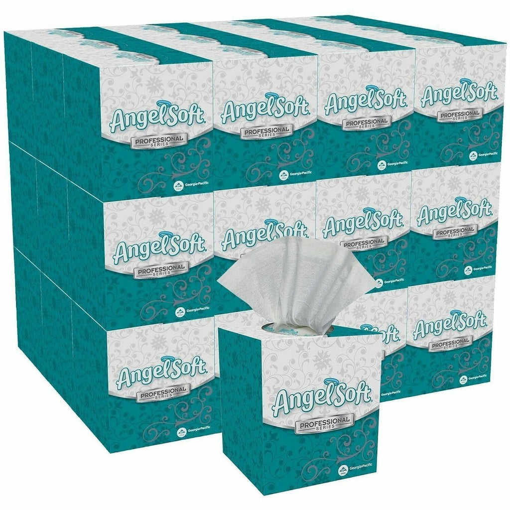 Angel Soft Professional Series Facial Tissue - 2 Ply - 8.80" x 7.60" - White - Soft, Absorbent - 96 Per Box - 36 / Carton