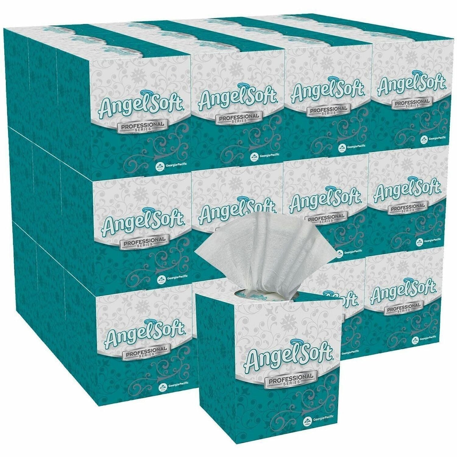 Angel Soft Professional Series Facial Tissue - 2 Ply - 8.80" x 7.60" - White - Soft, Absorbent - 96 Per Box - 36 / Carton
