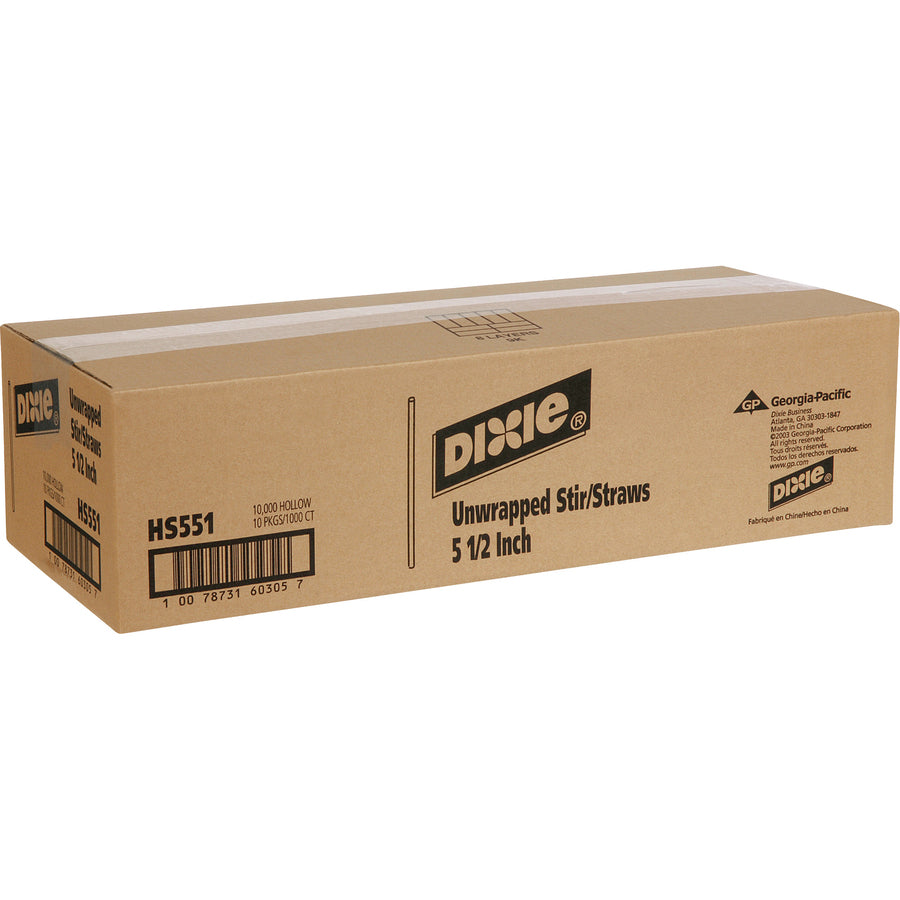 Dixie Plastic Stirrers by GP Pro - 5.5" Length - Plastic - 1000 / Box - White - 