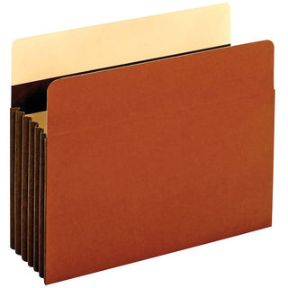 Extra-Wide Heavy-Duty File Pockets, 5.25" Expansion, Letter Size, Redrope, 10/Box