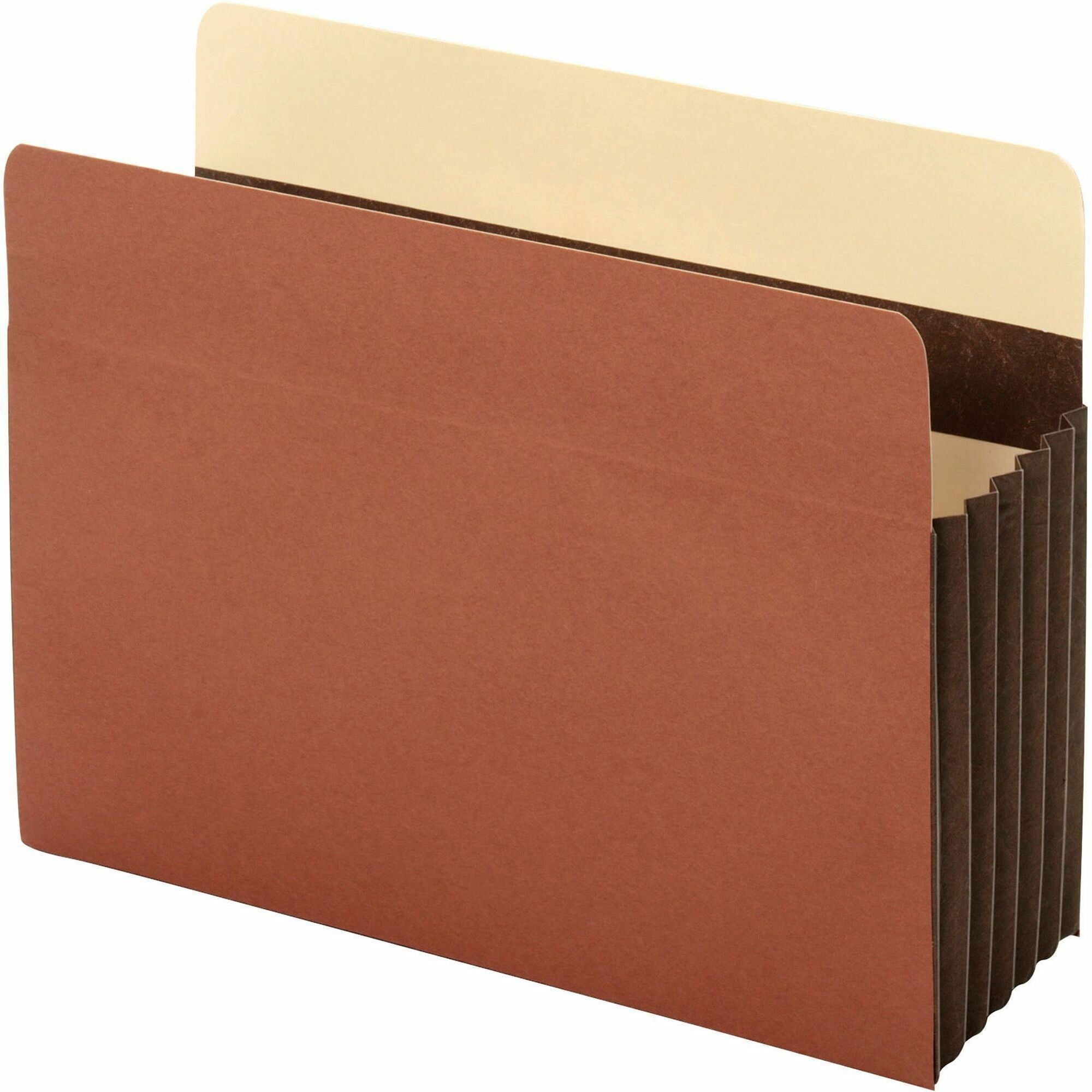 Extra-Wide Heavy-Duty File Pockets, 5.25" Expansion, Letter Size, Redrope, 10/Box