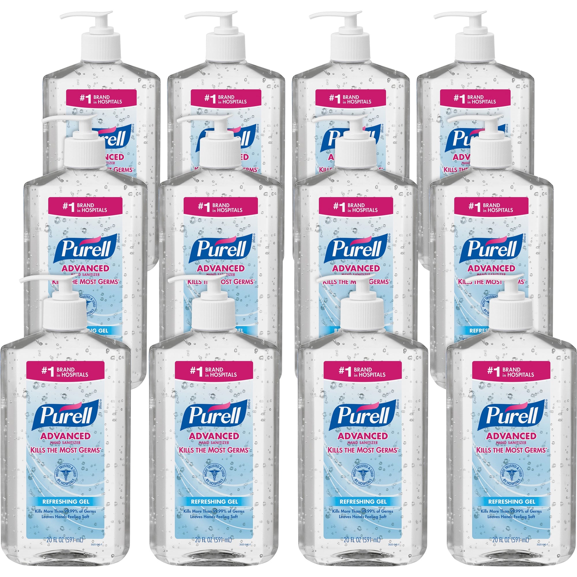 PURELL Advanced Hand Sanitizer - Clean Scent - 20 fl oz (591.5 mL) - Pump Bottle Dispenser - Hand, Skin - Moisturizing - Clear - Triclosan-free, Paraben-free, Phthalate-free - 12 / Carton