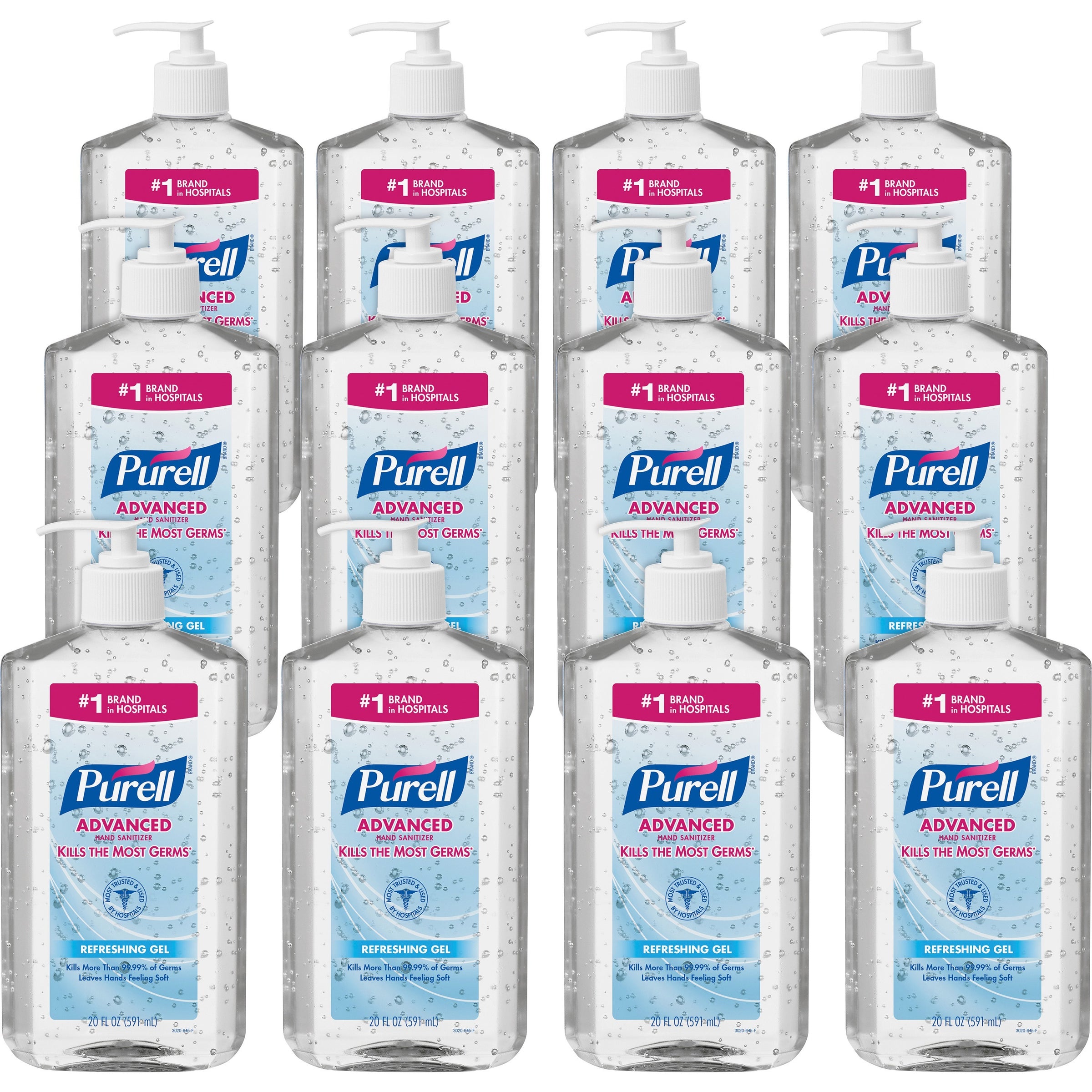 PURELL Advanced Hand Sanitizer - Clean Scent - 20 fl oz (591.5 mL) - Pump Bottle Dispenser - Hand, Skin - Moisturizing - Clear - Triclosan-free, Paraben-free, Phthalate-free - 12 / Carton