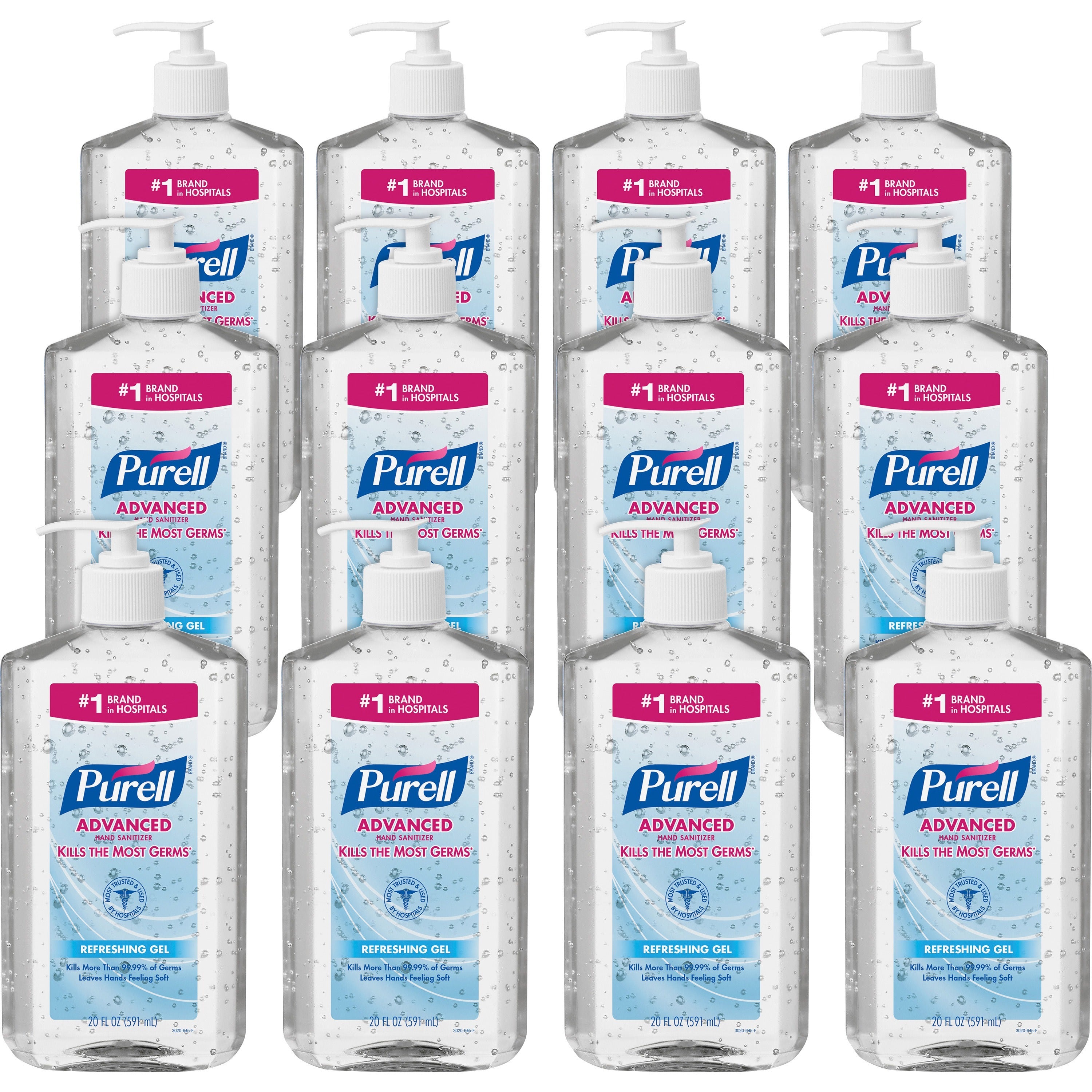 PURELL Advanced Hand Sanitizer - Clean Scent - 20 fl oz (591.5 mL) - Pump Bottle Dispenser - Hand, Skin - Moisturizing - Clear - Triclosan-free, Paraben-free, Phthalate-free - 12 / Carton
