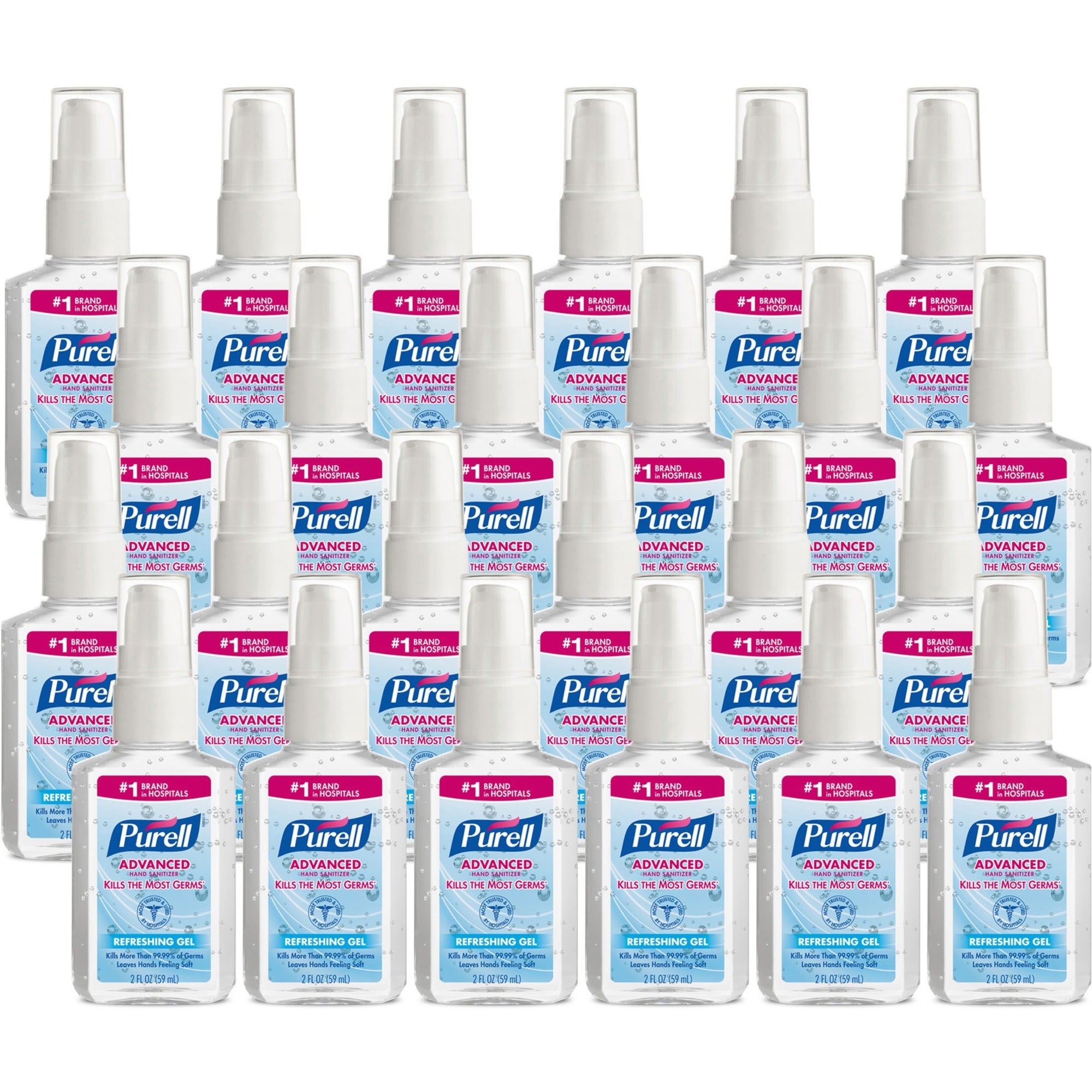 purell-advanced-hand-sanitizer-gel-2-fl-oz-591-ml-pump-bottle-dispenser-kill-germs-hand-moisturizing-clear-24-carton_goj960624ct - 1