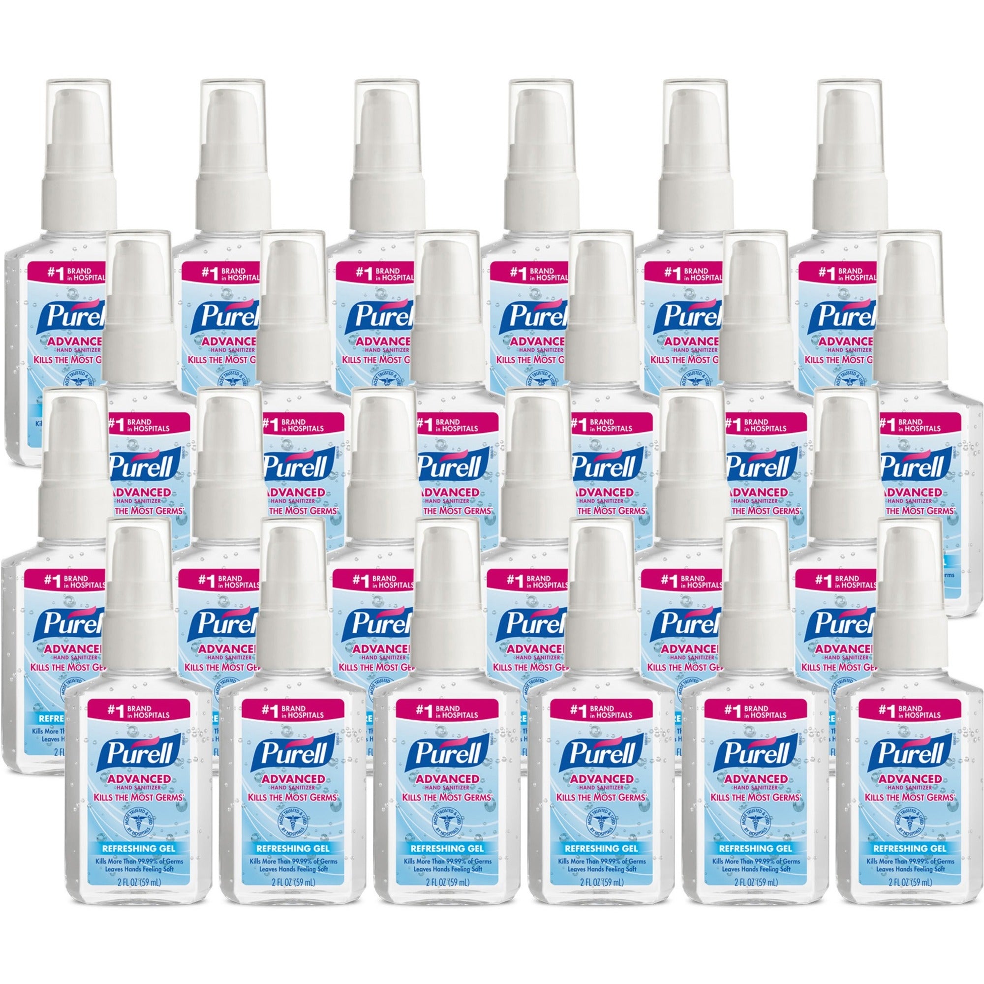 PURELL Advanced Hand Sanitizer Gel - 2 fl oz (59.1 mL) - Pump Bottle Dispenser - Kill Germs - Hand - Moisturizing - Clear - 24 / Carton