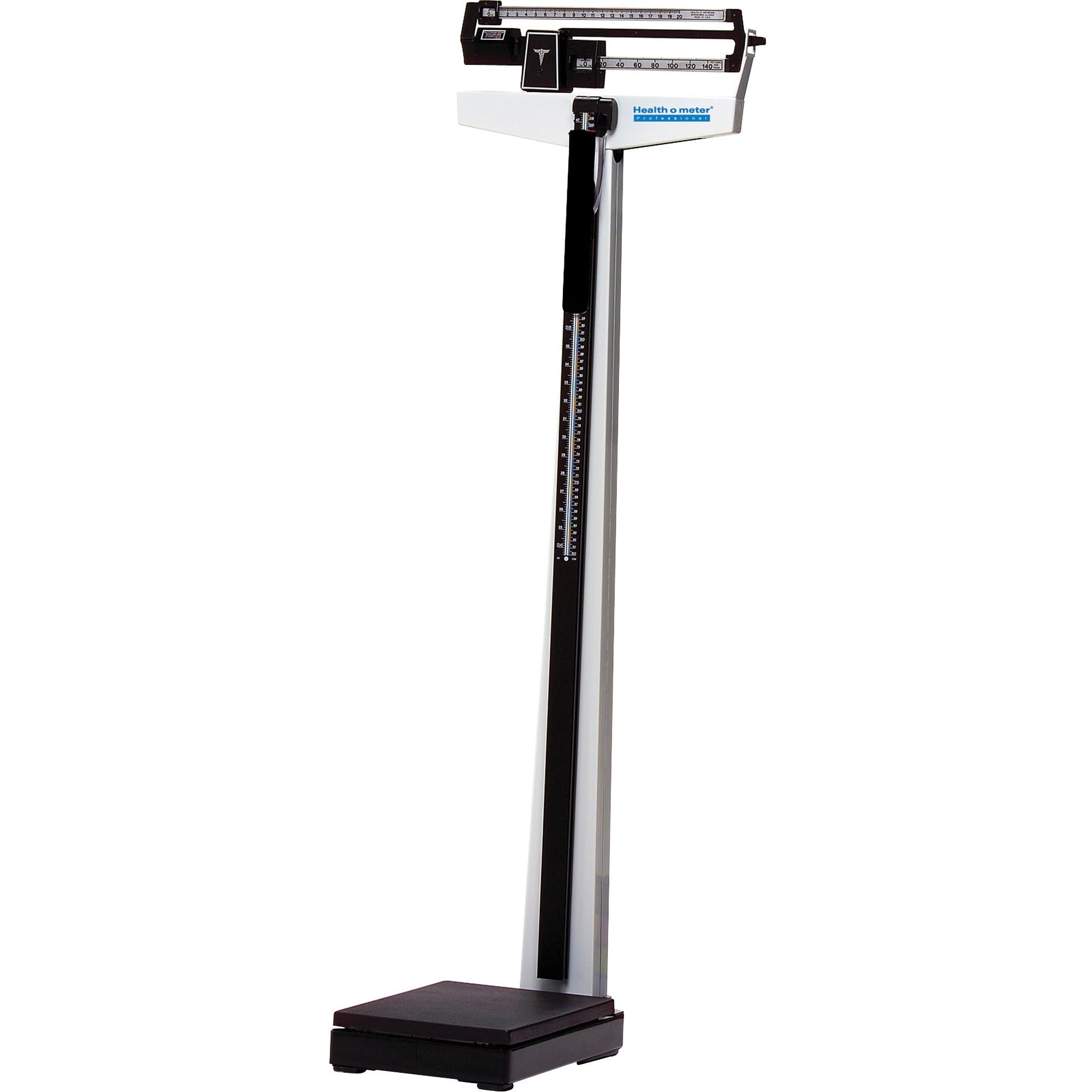 Health o Meter Dual-Reading Beam Scale - 390 lb / 180 kg Maximum Weight Capacity - 84" Maximum Height Measurement - Black, Silver