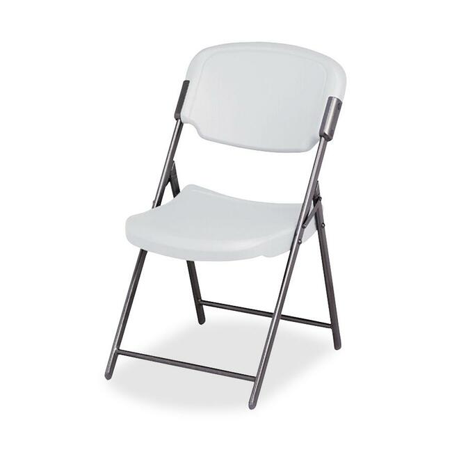 Rough n Ready Commercial Folding Chair, Supports Up to 350 lb, 15.25" Seat Height, Platinum Seat, Platinum Back, Black Base