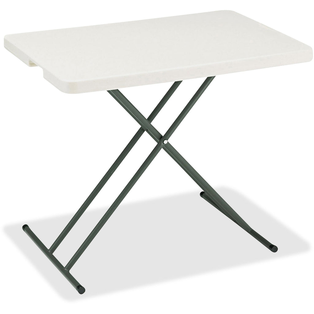 IndestrucTable Classic Personal Folding Table, 30" x 20" x 25" to 28", Platinum/Gray