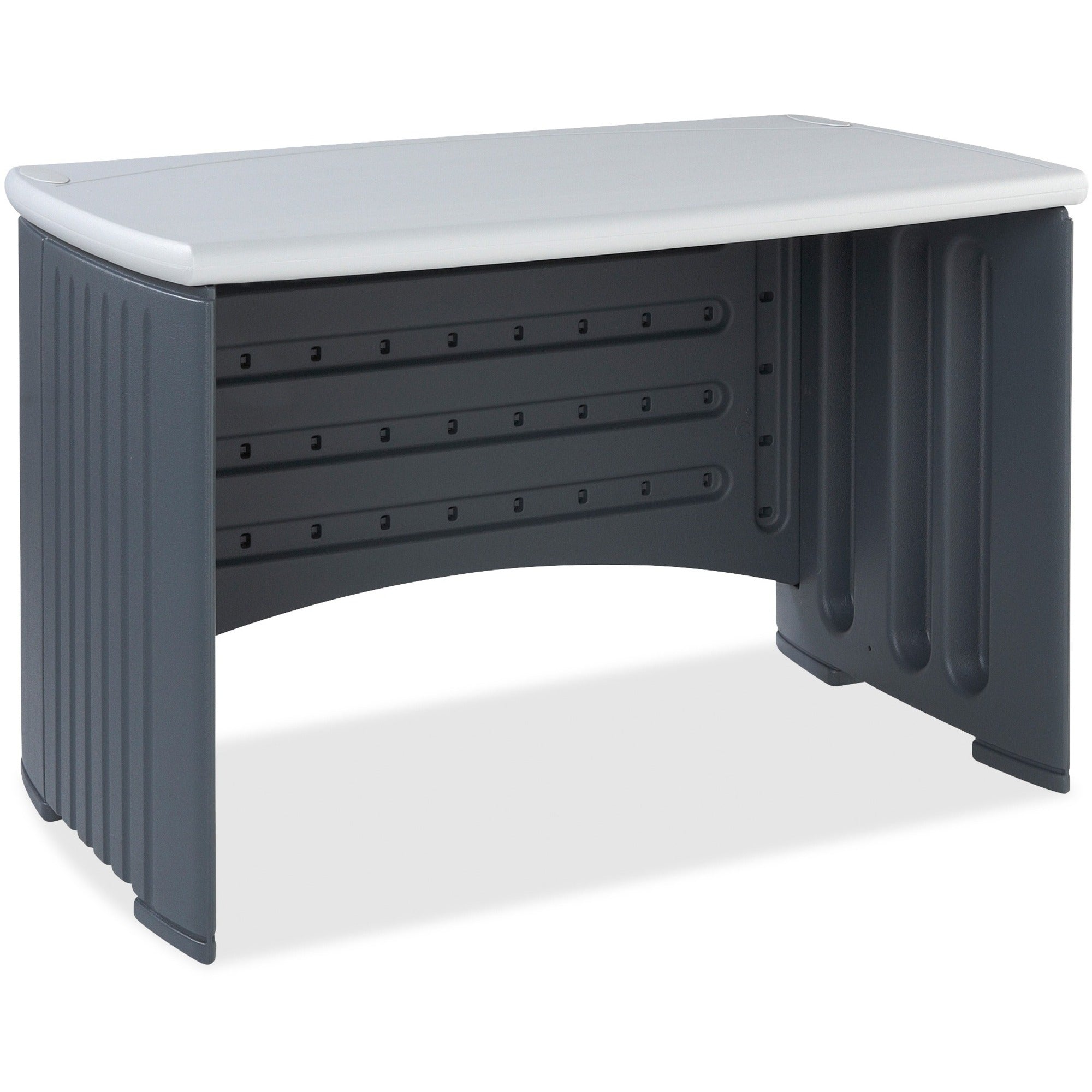 Iceberg Dent and Scratch Resistant Computer Desk - For - Table TopSilver Rectangle Top - Charcoal Gray Base - 30" Height x 46" Width x 24.50" Depth - Assembly Required - Polyethylene - 1 Each