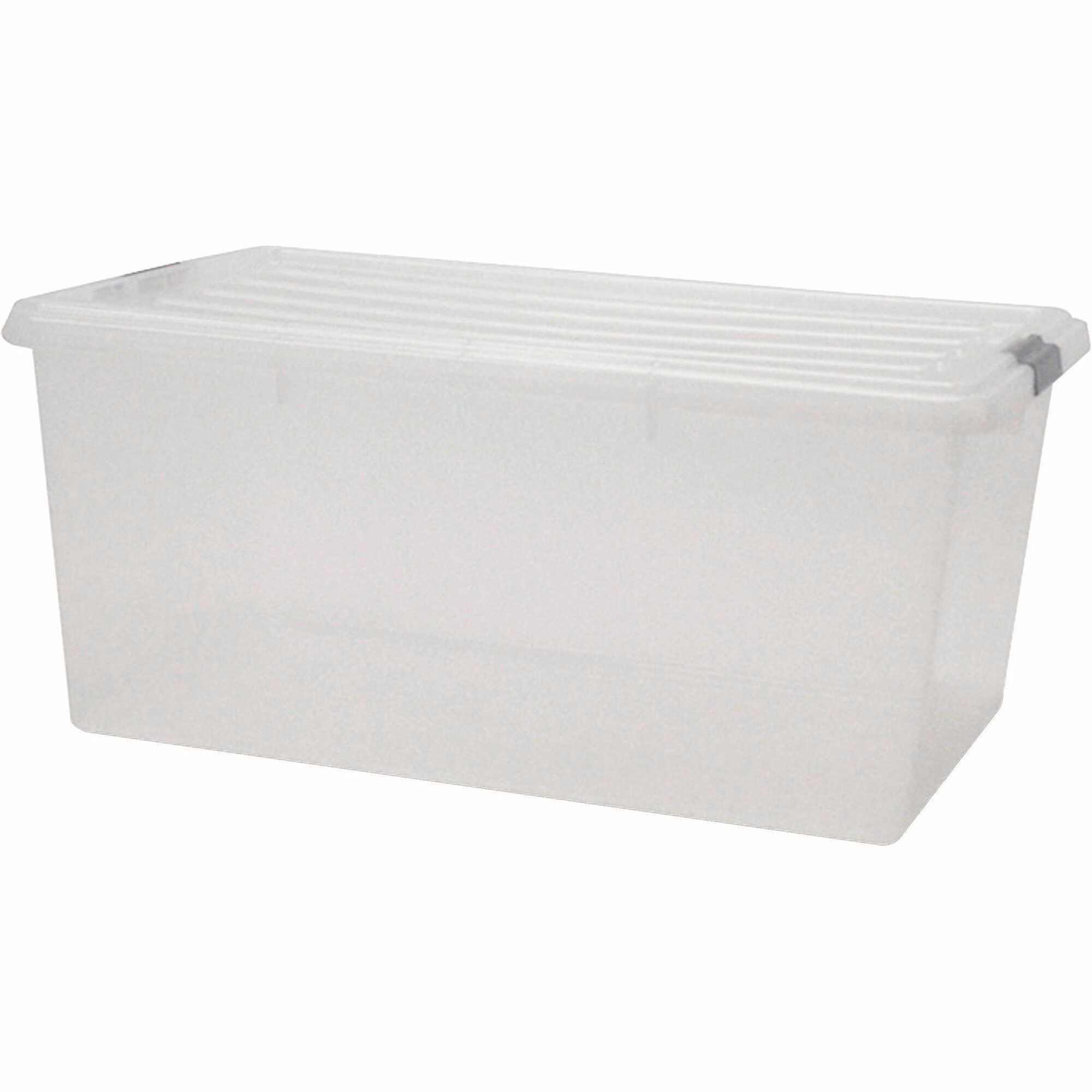 IRIS Clear Storage Boxes with Lids - External Dimensions: 17.5" Width x 26.1" Depth x 11.9" Height - 17 gal - Stackable - Polypropylene - Clear - For Multipurpose - 5 / Carton