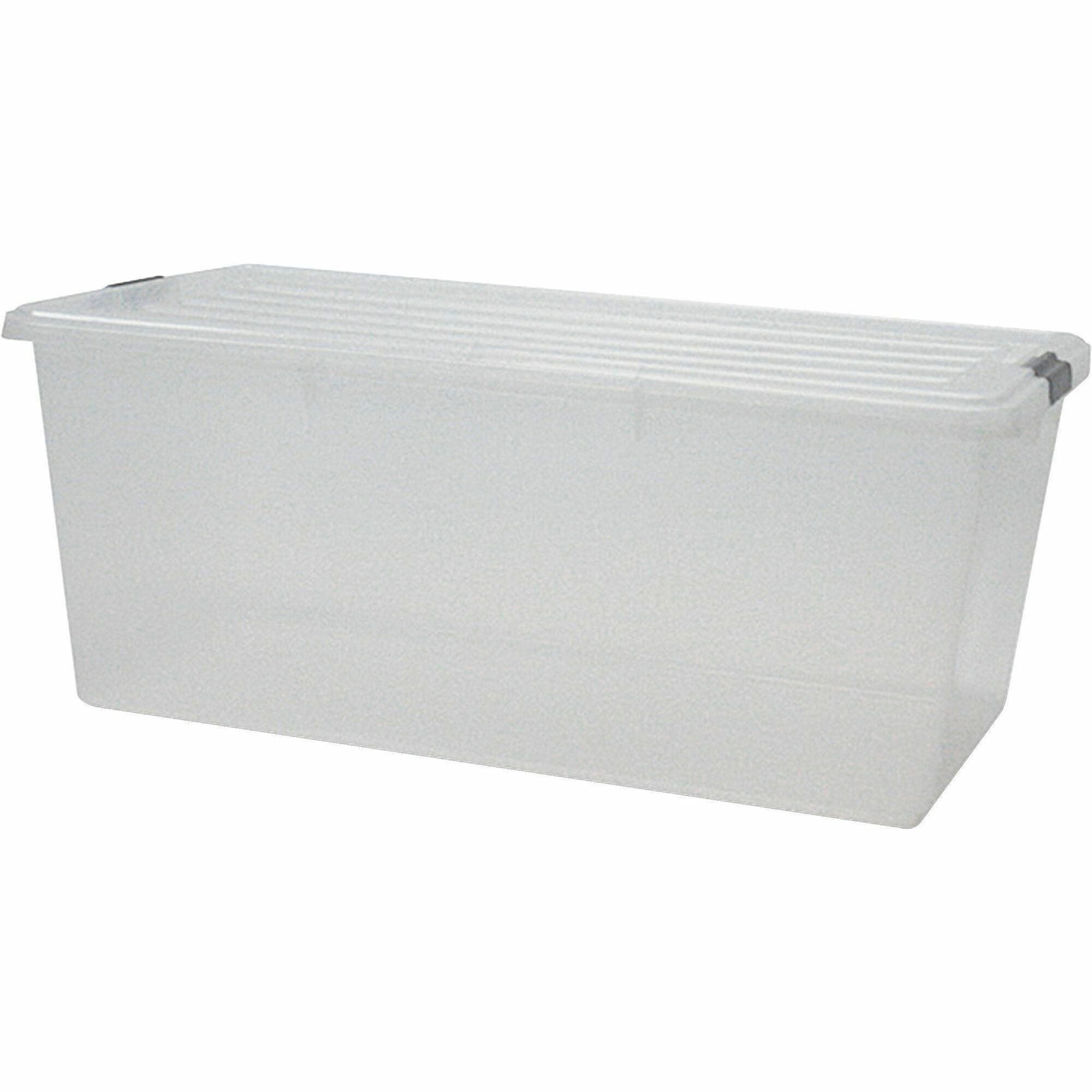 IRIS Clear Storage Boxes with Lids - External Dimensions: 31.5" Width x 17.8" Depth x 13" Height - 22.75 gal - Stackable - Polypropylene - Clear - For Multipurpose - 4 / Carton