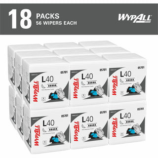 Wypall PowerClean L40 Extra Absorbent Towels - White - Soft, Absorbent - For General Purpose - 56 Per Pack - 18 / Carton
