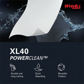 Wypall PowerClean L40 Extra Absorbent Towels - White - Soft, Absorbent - For General Purpose - 56 Per Pack - 18 / Carton