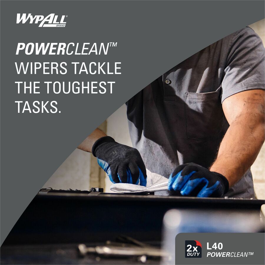 Wypall PowerClean L40 Extra Absorbent Towels - White - Soft, Absorbent - For General Purpose - 56 Per Pack - 18 / Carton - 