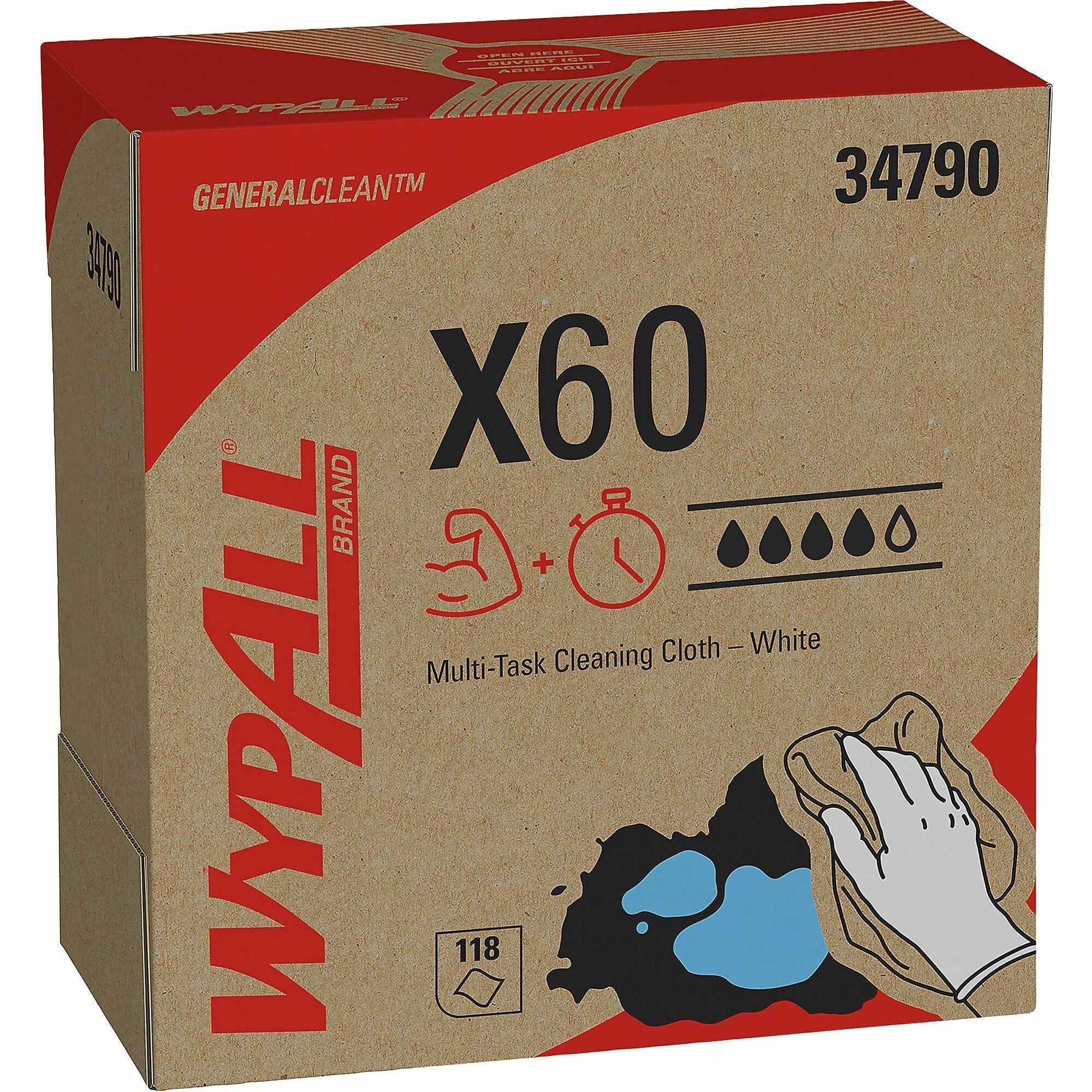 Kimberly-Clark Wypall X60 Teri Reinforced Wipe, Sold as 1 Box, 126 Sheet per Box - 1