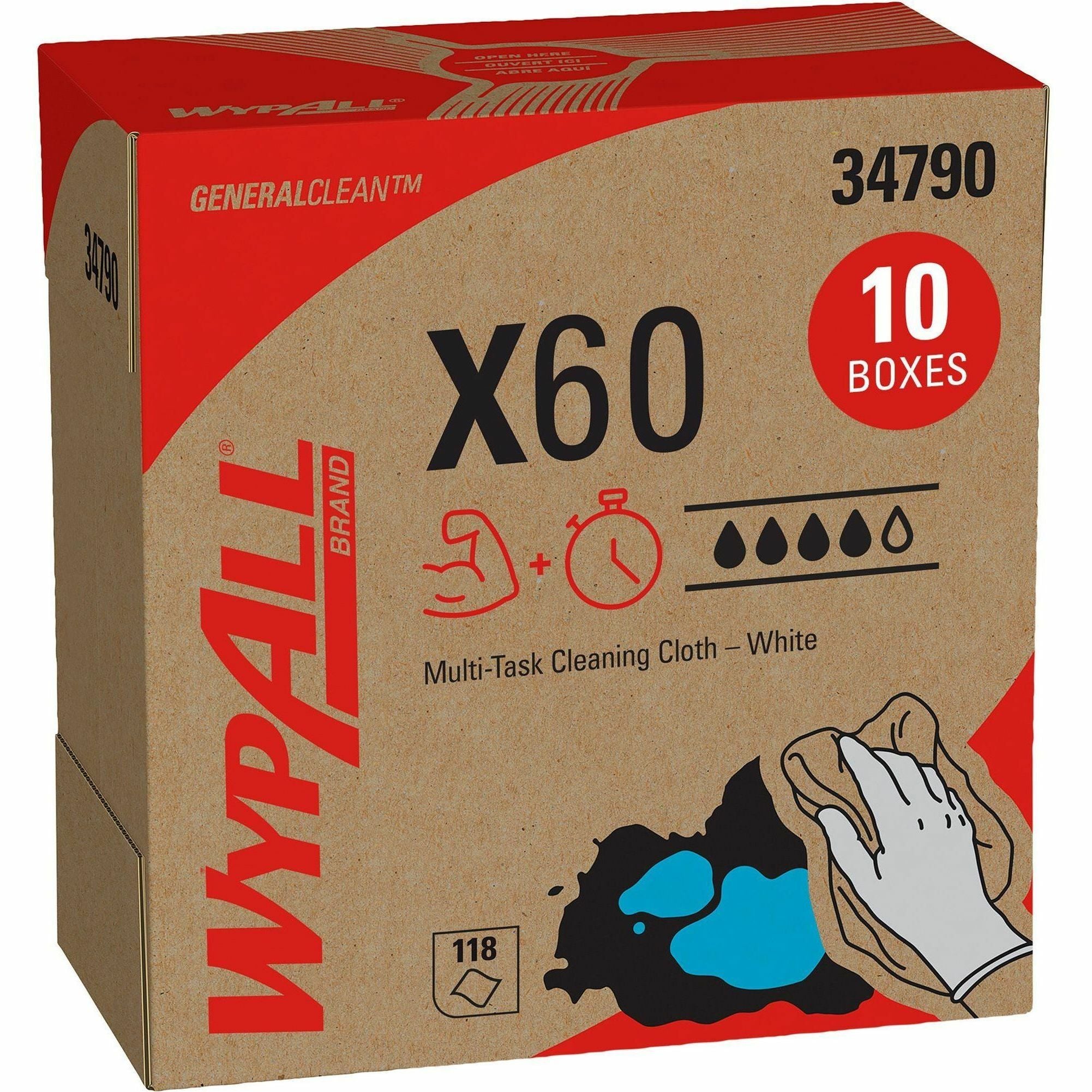 Kimberly-Clark Wypall X60 Teri Reinforced Wipe, Sold as 1 Box, 126 Sheet per Box - 5