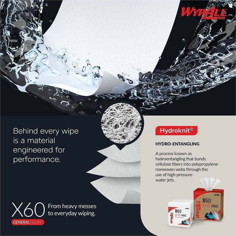 Kimberly-Clark Wypall X60 Teri Reinforced Wipe, Sold as 1 Box, 126 Sheet per Box