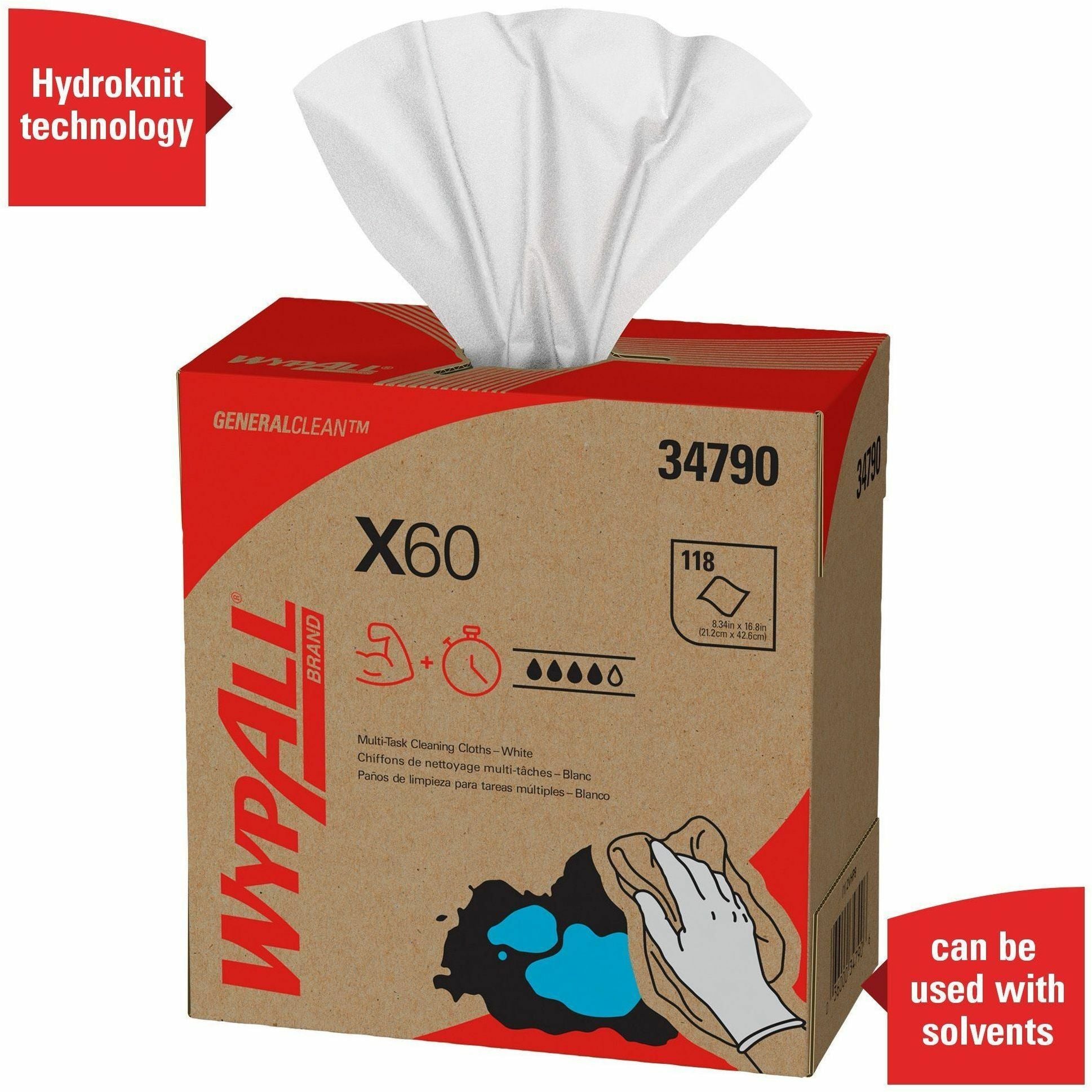 Kimberly-Clark Wypall X60 Teri Reinforced Wipe, Sold as 1 Box, 126 Sheet per Box - 4