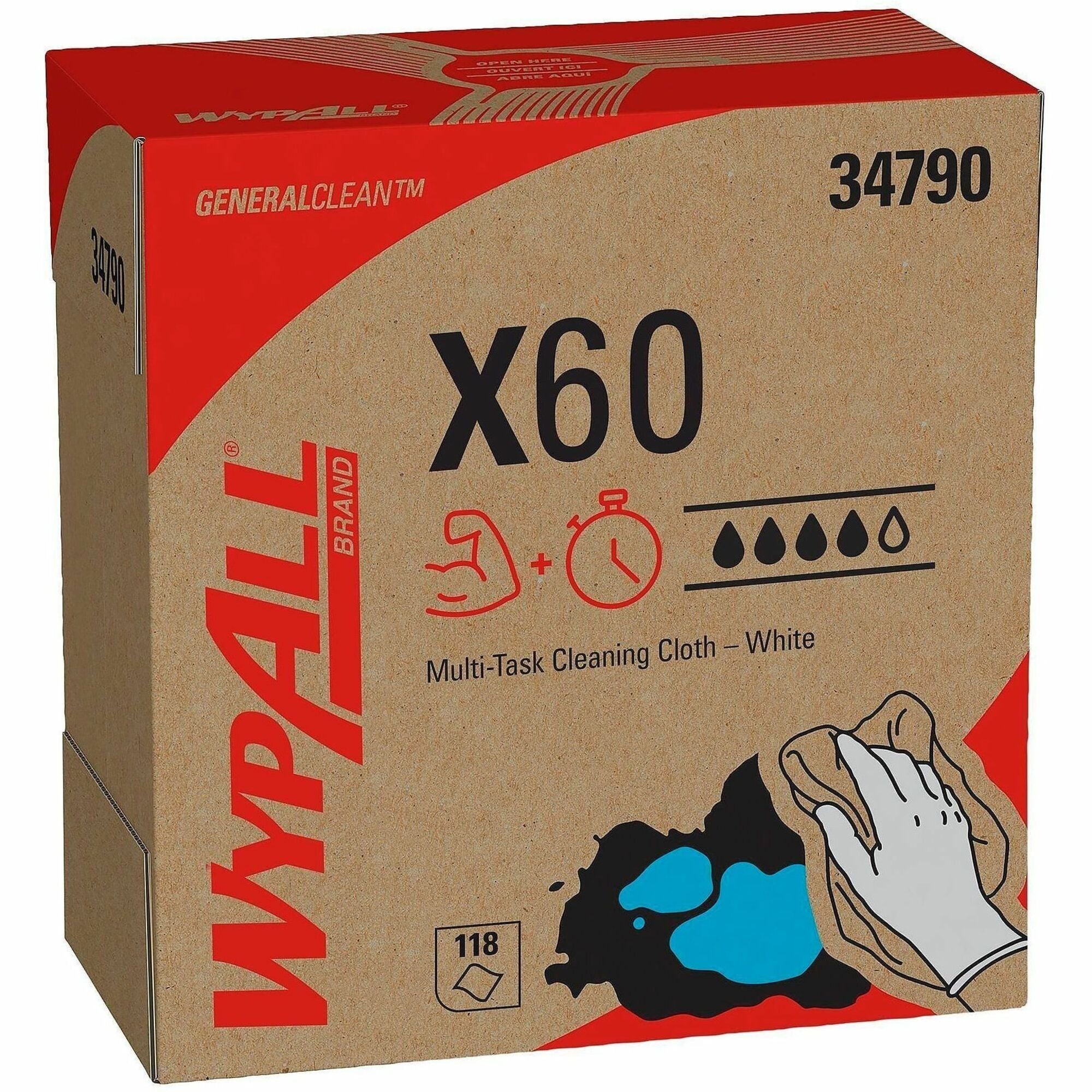 Kimberly-Clark Wypall X60 Teri Reinforced Wipe, Sold as 1 Box, 126 Sheet per Box