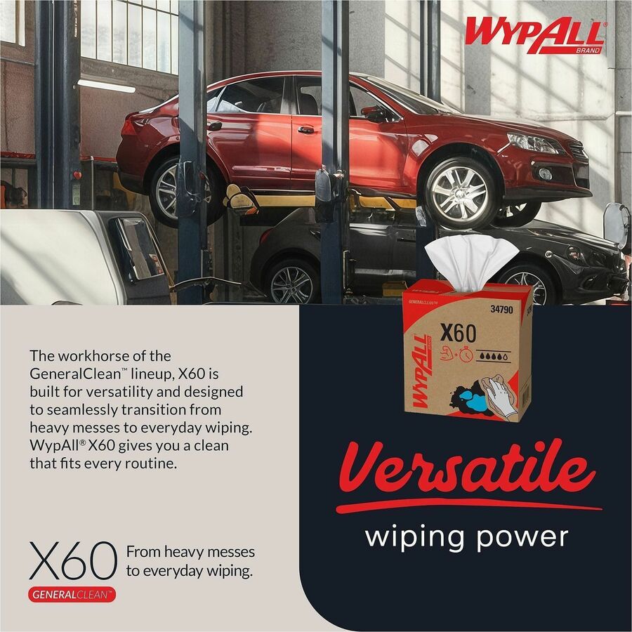 Kimberly-Clark Wypall X60 Teri Reinforced Wipe, Sold as 1 Box, 126 Sheet per Box