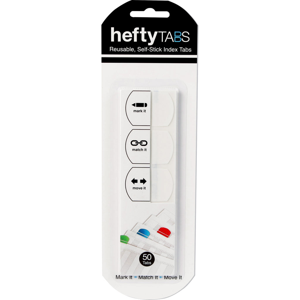 LEE Removable Hefty Index Tabs - Write-on Tab(s) - 1" Tab Height x 1.50" Tab Width - Removable - White Plastic Tab(s) - Reusable, Tear Resistant - 50 / Pack - 