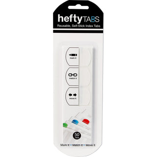 LEE Removable Hefty Index Tabs - Write-on Tab(s) - 1" Tab Height x 1.50" Tab Width - Removable - White Plastic Tab(s) - Reusable, Tear Resistant - 50 / Pack - 