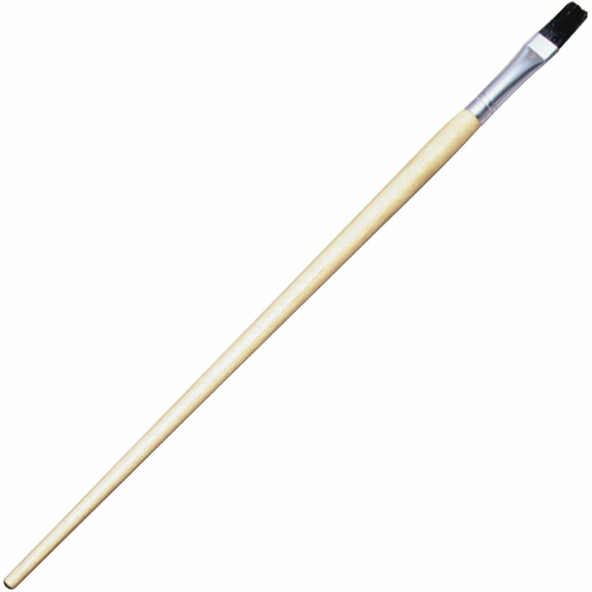 Long Handle Easel Brush, Size 12, Natural Bristle, Flat Profile, 12/Pack